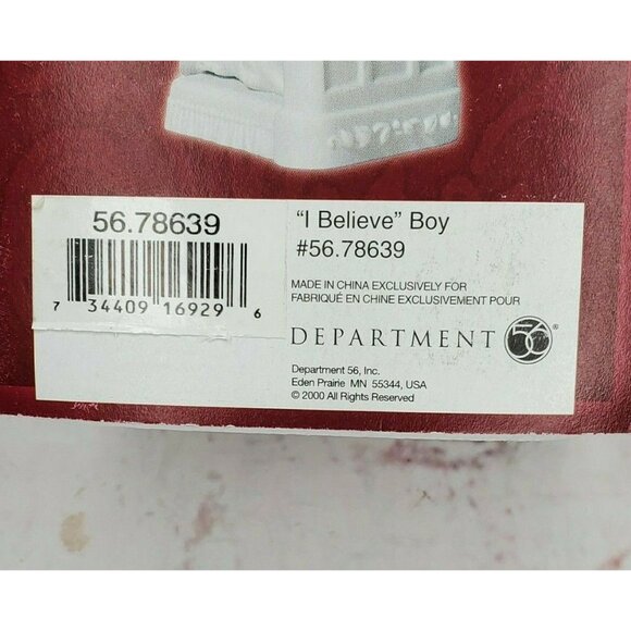 Rare Vintage Dept. 56 I Believe Boy White Porcelain Inspirational Silhouettes Co - Picture 5 of 12